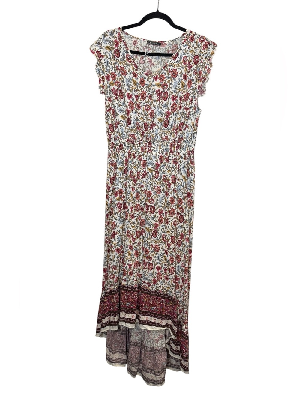 Pretty Garden Women’s Prairie Bohemian Soft Floral Feminine Maxi Dress sz L